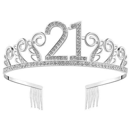 Crystal Birthday Tiara Rhinestone Princess Crown Happy Birthday Crowns Silver Diamante Happy 21st Birthday Tiara Crown