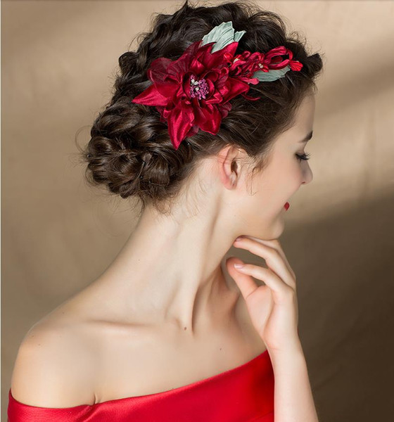 Bride's headdress, 2018 new Korean's toast is flower deserve to act the role of the wedding dress suit XiuHe red hair