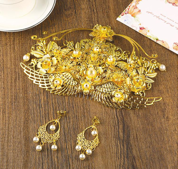 The bride costume tire rockhopper XiuHe kimono robe flow comb ornaments wedding dress hair deserve to act the role of Chinese nation