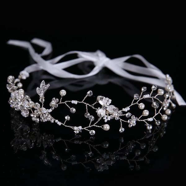 Luxury Bright Alloy Crystal Glass Women Tiara Hairbands Popular Pearl Hairbands Romantic Crowns Jewelry CY161117-96