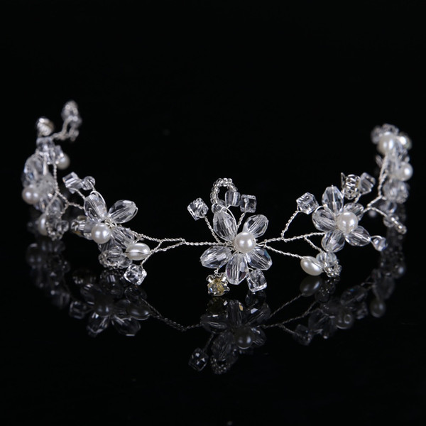 Luxury Simulated Pearl Tiara Hairwear High Quality Crystal Beads Jewelry Women Fashion Glass Beads Hair Headwear CY161117-122