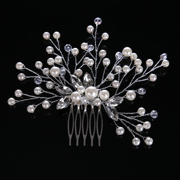 Newest Luxury Temperament Crystal Hair Comb for Women Hair Jewelry Pearls Classic Hair Stick Glass Hairpin Wedding Accessories