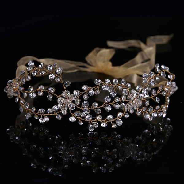 New Arrival Handmade Tiara Golden Bride Wedding Crystal Hairband Bridal Festival Party Hairwear Hair Accessory CY161117-119