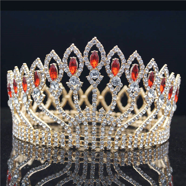 Luxurious Sparkling Crystal Baroque Queen King Wedding Tiara Crown Pageant Prom Diadem Headpiece Bridal Hair Jewelry accessories