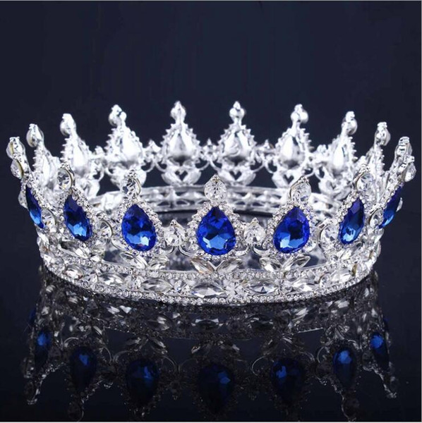 Baroque Queen King Bride Tiara Crown For Women Headdress Prom Bridal Tiaras and Crowns Wedding Hair Jewelry Accessories