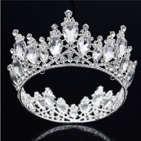 Crystal Queen King Tiaras and Crowns Bridal Wedding Hair jewelry Bride Royal Diadem Head Ornament Pageant Headdress Baroque