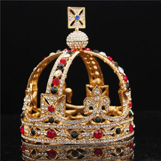 2018 Male Cross Crown baroque Bridal Wedding crown Royal King Tiara Wedding dress birthday party performance accessories Diadem