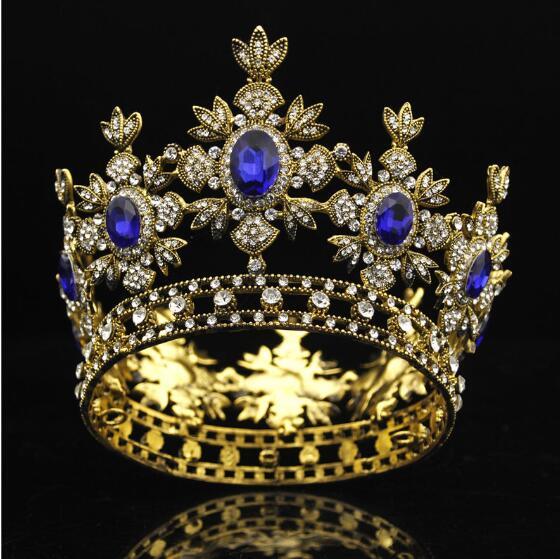 Baroque Bridal Crown Black Dress Tiara Crown Gold Royal King Diadem Bride Wedding hair Jewelry Male Tiaras and Crowns headdress
