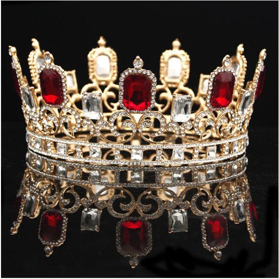 Baroque Bride Crown Wedding Hair Jewelry Gold/Silver Metal Queen King Tiaras and Crowns Headpieces for Women Head Ornaments