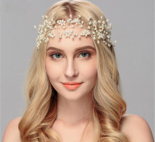 Bride crown headdress luxury full diamond pearl wedding jewelry high-end flash drill Europe and the United States hair hoop hair ornaments