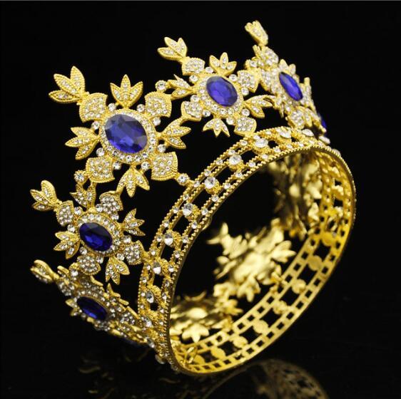 Baroque Royal Queen King Wedding Crown Bride tiaras and Crowns Small Diadem Prom Dress Ornaments Hair Jewelry Pageant Bronze Gold Crown