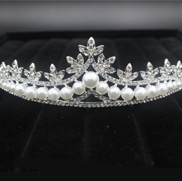 Luxury Silver Rhinestone Wedding Tiara Crown Pearl Queen Diadem Bride Crown Headpiece Wedding Hair Accessories Tiara High Qualig