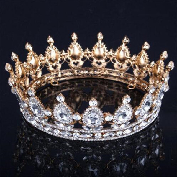 Vintage Queen King Tiara Crown jewelry headdress for women bride diadem hair accessories