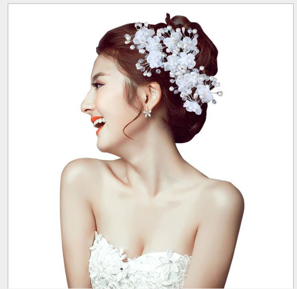 Korean bridal hairpin 2009 diamond U-shaped hairpin Crystal Pearl Jewelry Wedding headdress