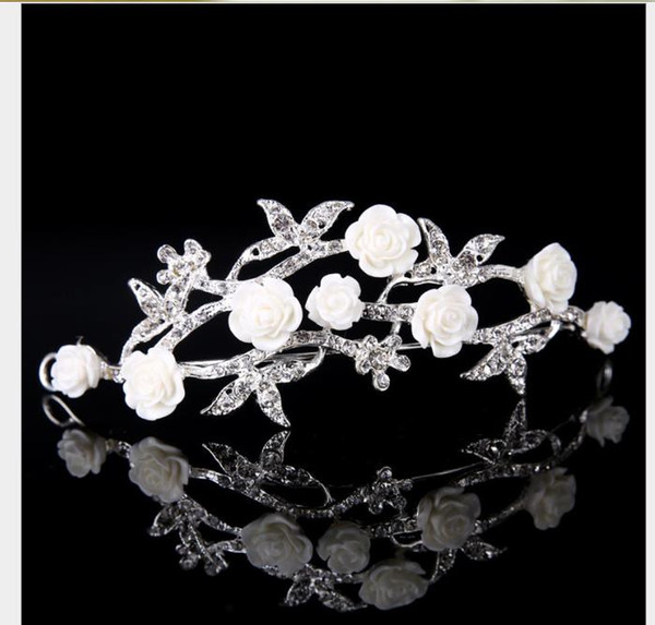 Bride's Headdress Silver Handmade Flower Hair Crown Wedding Bride's Headdress Hair Belt Bride's Crown Jewelry