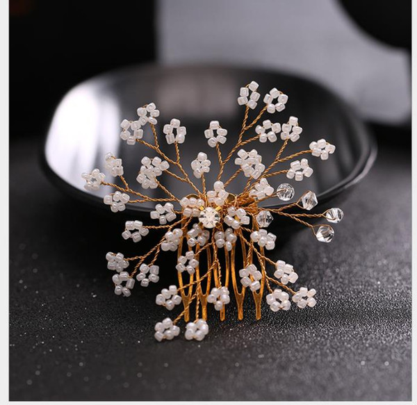 Korean bride hair comb studio decoration glass bead headdress wedding bride headdress