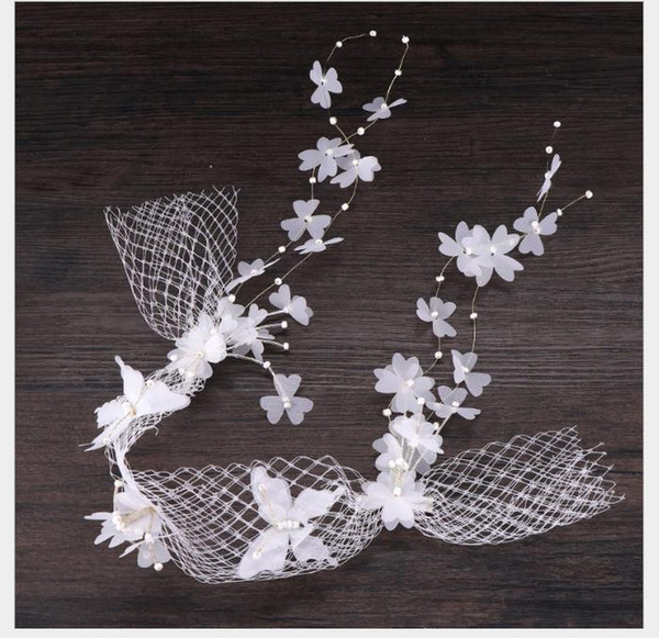 Korean Aesthetics Mesh Flower Hair Ribbon Bride's Wedding Dress Accessory tassel Hair Ribbon