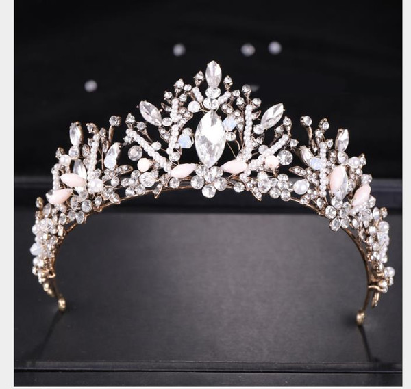 Retro Crystal Crown Bride Headdress Luxury Princess Crown Jewelry Girl