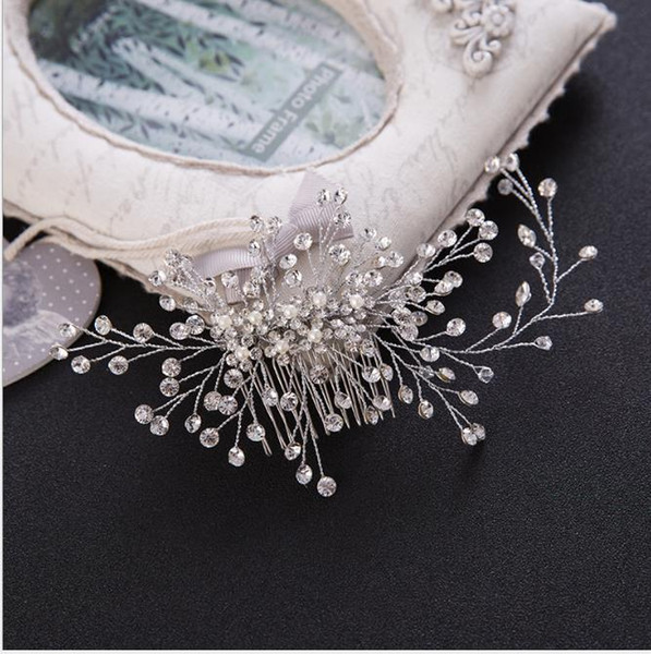 Bride Headdress Crystal Bead Hair Comb with Korean Bride Classic