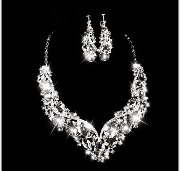 Bride's wedding necklace, Earring suit, wedding dress, gifts, accessories, Korean diamond necklace