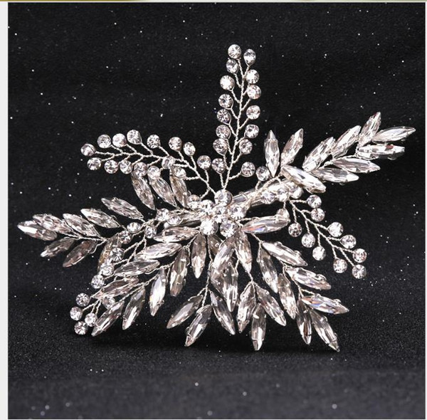 Bride Handmade Hair Jewelry Bride Headdress Crystal Bead Leaf Shaping Hairpin Jewelry Hair Jewelry