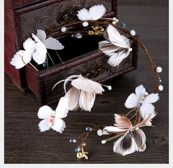 Bride's Hair Belt Smart Feather Butterfly Soft Hair Hoop Headdress Korean Bride's Marriage Accessories