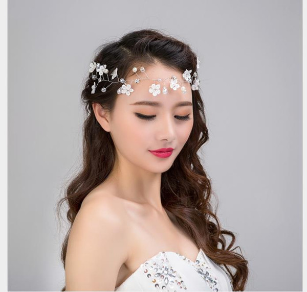 Bride handmade headdress lace flower head flower handmade pearl wedding hairdress