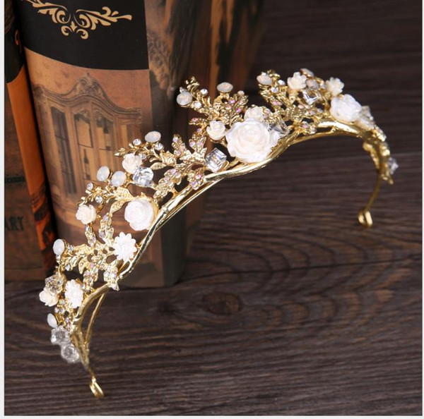 Alloy inlaid diamond crown headdress new exquisite flowers European and American bridal hair decoration