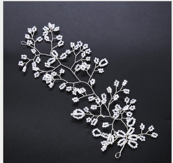 Accessory Hair Band Handmade Pearl Flower Hair Ornament Wedding Dress Accessory Silver Leaf Headdress