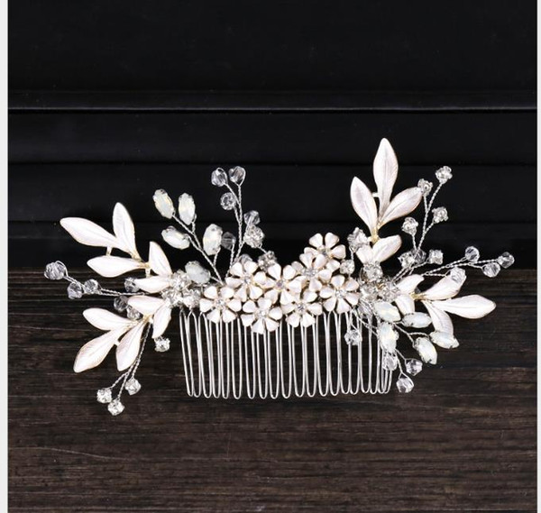 Flower Crystal Hair Comb Movie Studio Photographs Alloy Comb Bride Hair Ornaments