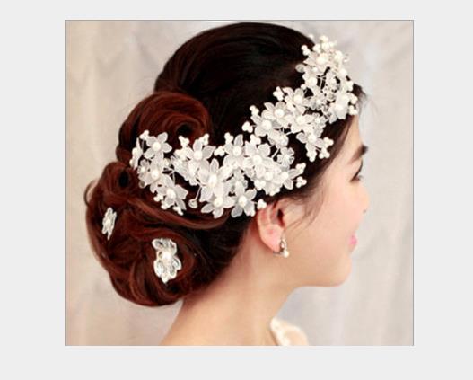 Bride Flower Head Flower Pure Handmade Crystal Front Jewelry Korean Pearl Marriage Headdress Hair Jewelry