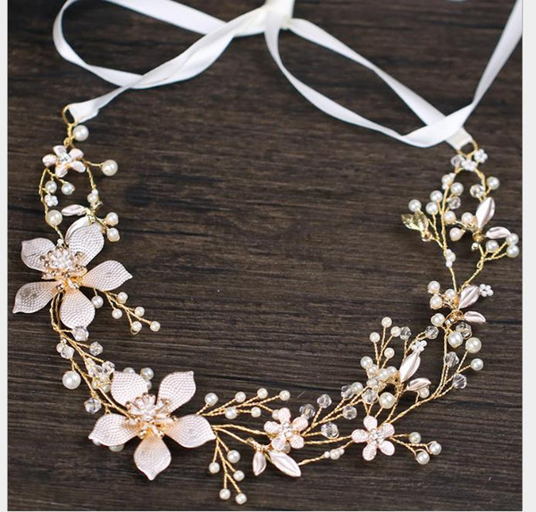 Handmade pearl hairband and flower decoration hairband headdress wedding dress accessories exquisite fashion