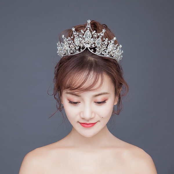 Crystal Big Tiara And Crowns Luxury Rhinestone Bridal Hair Jewelry For Women Handmade Queen Princess Wedding Hair Accessories