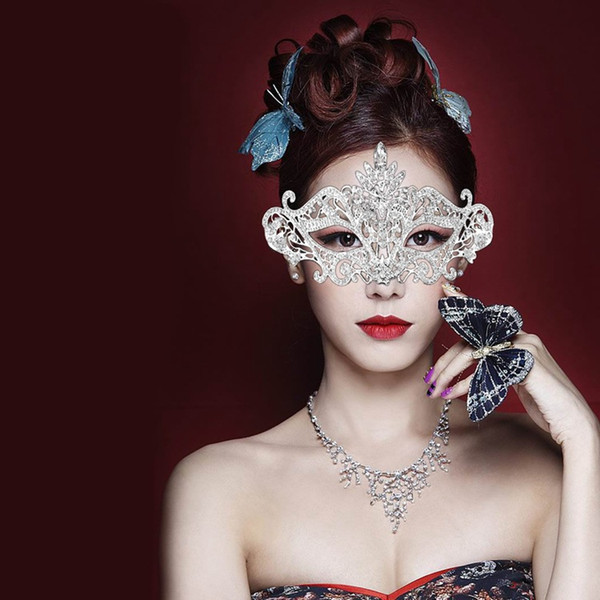 Womens Rhinestone Crystal Fancy Masquerade Eye Mask for Halloween Party
