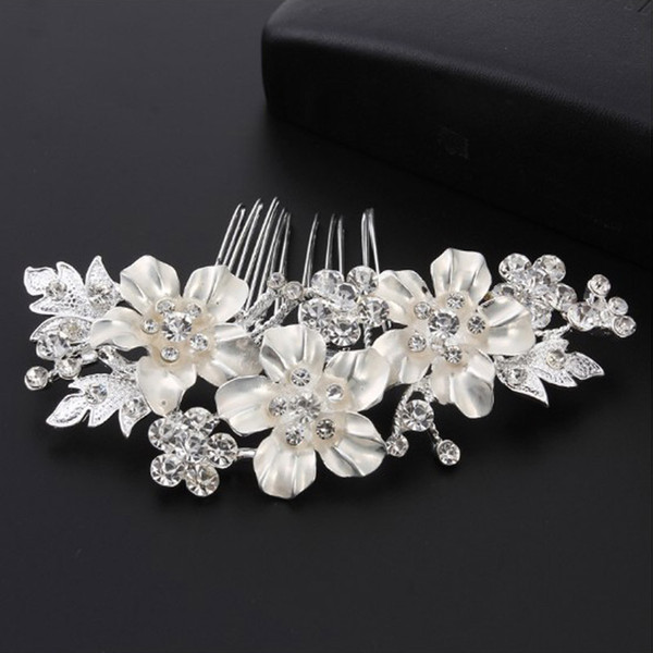 Golden Rhinestone Crystal Shell flowers pearl hair combs for Women Trendy Bride Hair Accessories Wedding hair comb decorations