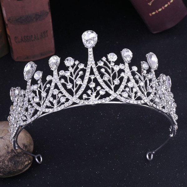 Gorgeous Silver Crystal Bridal Crowns Wedding Tiaras Bridal Headband Quinceanera Birthday Miss World Crown Red Gold Royal Blue Green Peach