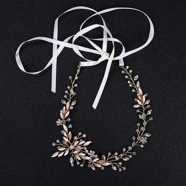 New Arrival Luxury Bride Party Decoration Headband Crystal Floral Beach Wedding Tiara Hair Jewelry Headpiece Wedding Hair Jewelry