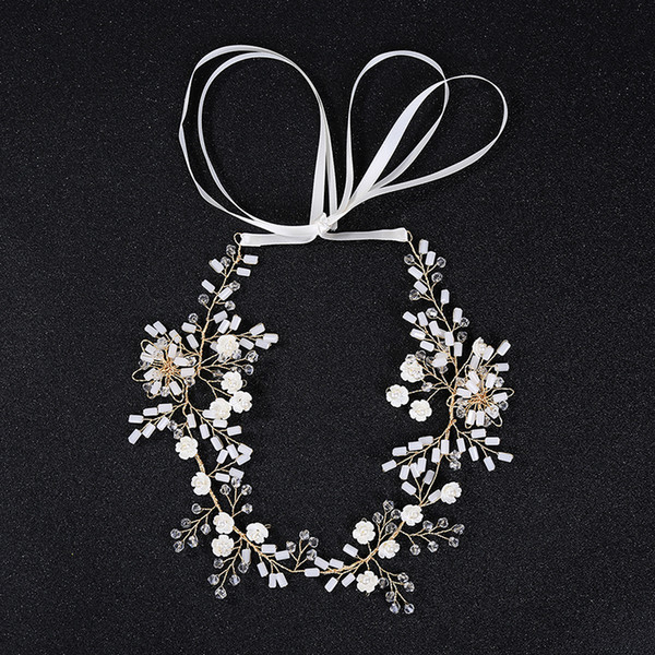 Wedding Hair Jewelry Flower Headbands for Women Hair Princess Hollow Hairband Rhinestones wreath Woven stretch hair band Wedding Accessories