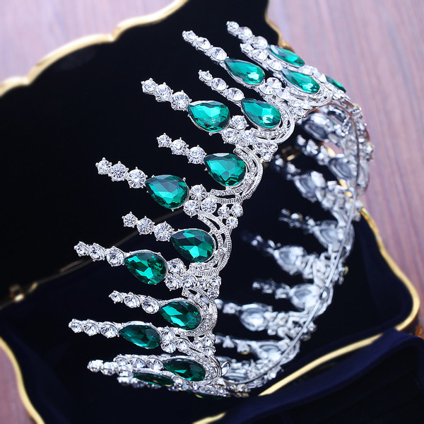 Good Quality Prom Queen Crown Green/Red/White Crystal Rhinestone Wedding Tiaras Crowns for Women Bridal Hairband Pageant Crowns