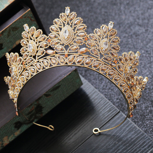 Baroque Bride Crown Headwear Fashion Golden Crown Bridal Marriage Garment Hair Accessories 2019 Wedding Headband Headpieces