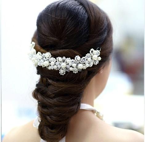 New Arrival Wedding Hair Jewelry Brides Handmade Crystal Pearl Tiara Hairband Women Wedding Hair Accessories Bridal Headband Headpiece