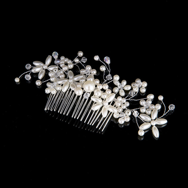 2017 Bride Wedding Hair Combs Headdress Pearl Bridal Hair Jewelry Best Sale Crystal Women Wedding Hair Accessories Comb Hairwear