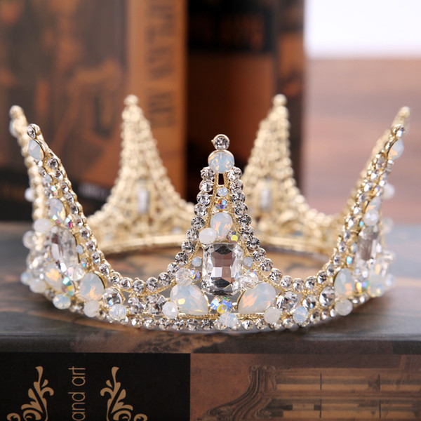 New Bride Crown Tiara Women Golden Diamond Headpieces Wedding Dress Hair Accessories Headband Luxury High Quality Bridal Hair Jewelry Crowns