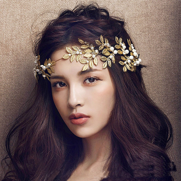 Bride Crown Gold Leaves For Wedding Accessories Top Quality Korea Style Wedding Hair Jewelry Crown Accessories Party Tiara Jewelry Headband