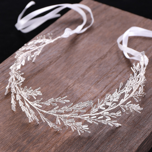 Hot Selling Lady's Crystal Hair Ribbon Handwoven Bride Headwear Wedding Dress Accessories