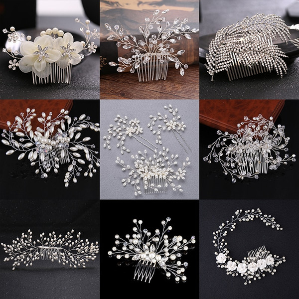 Many Style Silver Pearl Rhinestones Wedding Hair Comb For Women Crystal Hair Jewelry Handmade Bride Headdress Hair Accessories