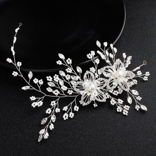 2018 Newest Two Flower Flexible Crystal Headbands for Women diadema adornos pelo tocados para el pelo de mujer para boda JCG112