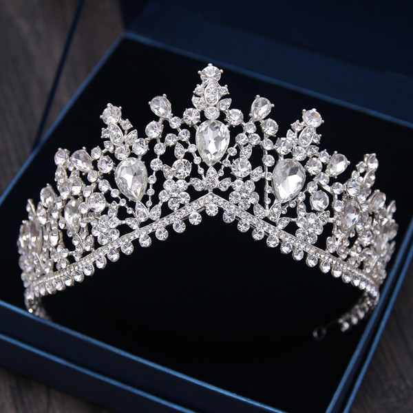 Luxury Rhinestone Bridal Tiaras Crown Baroque Silver Crystal Diadem for Bride Headbands Wedding Hair Jewelry Dress Accessories