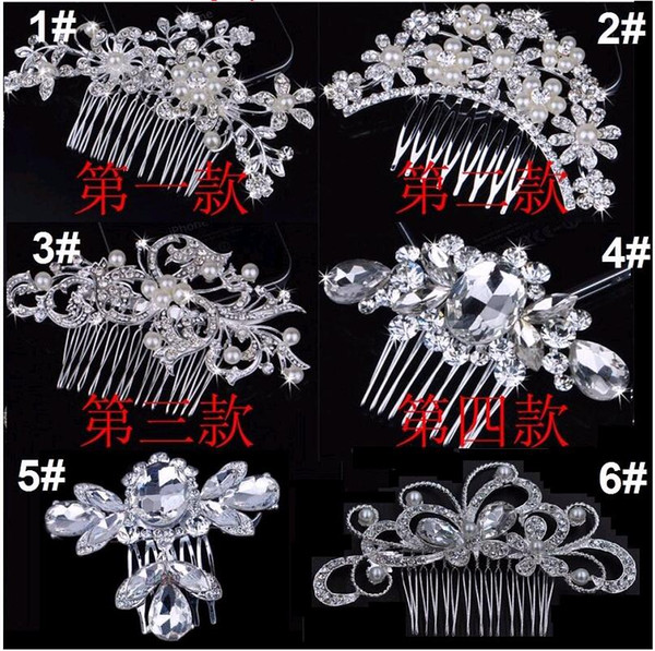 Bridal Hair Combs Head Pieces Tiara Rhinestones Pearl Flower Butterfly Brade Hairpin Hair Accessories for Wedding