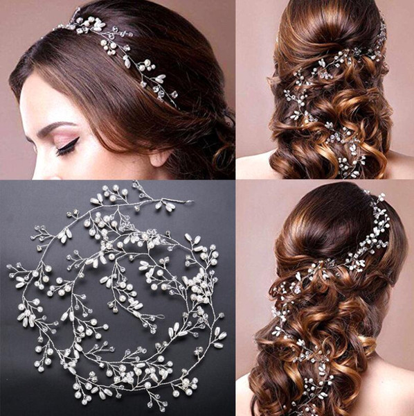 fashion wedding bride bridesmaid handmade rhinestones pearl hair band headpiece luxury brand hair accessories for women